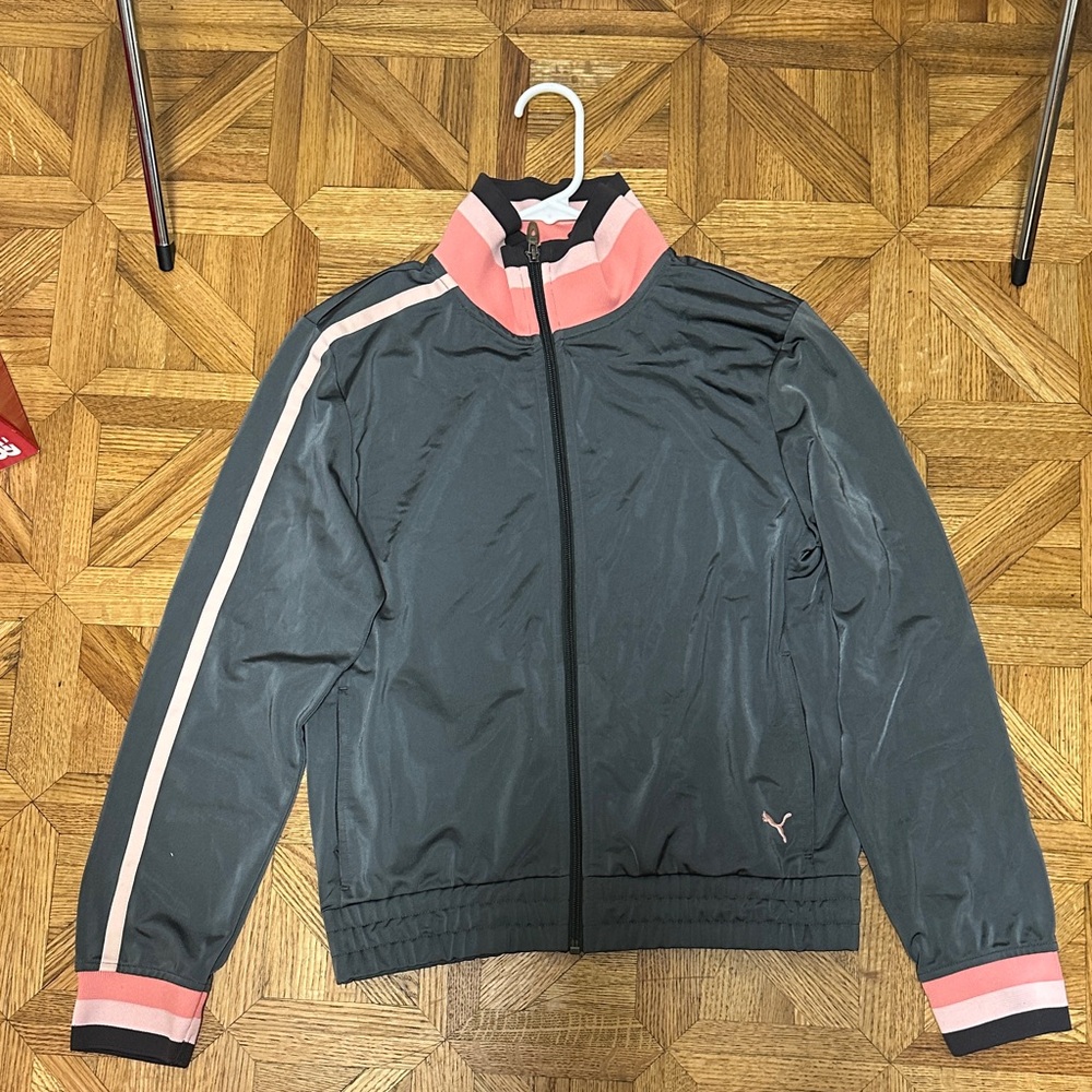 Vintage Puma Gray and Pink Track Jacket